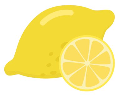 Beyaz arka planda izole edilmiş limon ve dilim. Taze ve yarım dilim limon.