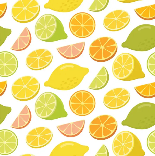 Turunçgil meyveli kusursuz desen. Limonlu, portakallı, limonlu ve greyfurtlu arka plan.