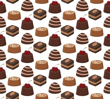 Tatlı çikolatalı şekerlerle kusursuz desenler. Şekerlerin farklı arkaplanı