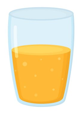 Şeffaf arka planda izole edilmiş bir bardak taze portakal suyu. Parlak içkinin resmi