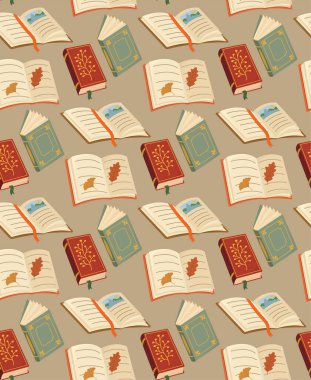 Renkli kitaplarla kusursuz, rahat bir şablon. Ders kitaplarının kapalı ve açık arkaplanı elle çizilmiş