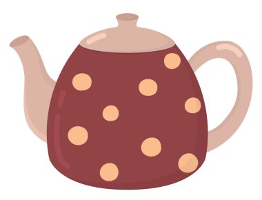 Benekli çaydanlık beyaz arka planda izole edilmiş. Tatlı su ısıtıcılı illüstrasyon