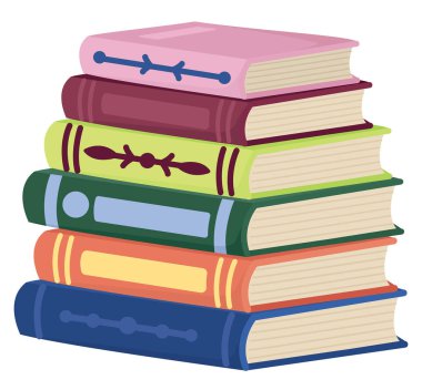 Beyaza izole edilmiş parlak kitapların olduğu bir resim. Yazılı yazılar üst üste dizilir.