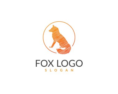 Fox logo tasarım vektör şablonu. Hayvan logosu tasarımı. Hayvan logosu şablonu. Şirket vektörü ve düzenlenebilir Fox Logosu Satırı