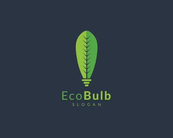 Eco Bulb Logo Template Ilustrasi Bola Cahaya Vektor Eco Leaf - Stok Vektor
