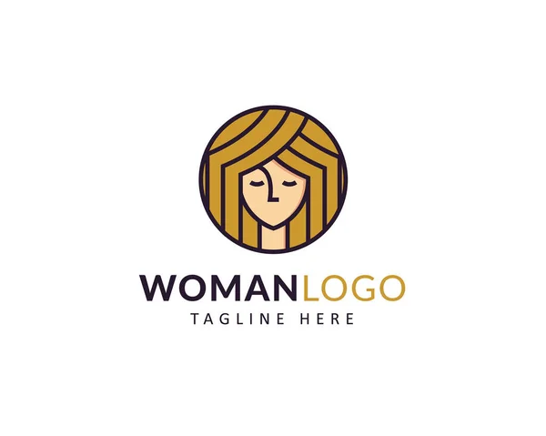 Mujer Cara Logo Vector Icono Ilustración Plantilla Diseño Diseño Moderno — Archivo Imágenes Vectoriales