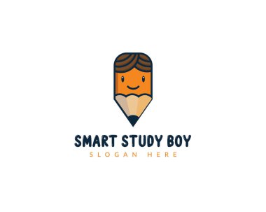 Kalem okulu logo vektör illüstrasyon tasarımı. Kalem logosu şablonu. Akıllı Çalışma Çocuğu Kalem logosu tasarımı