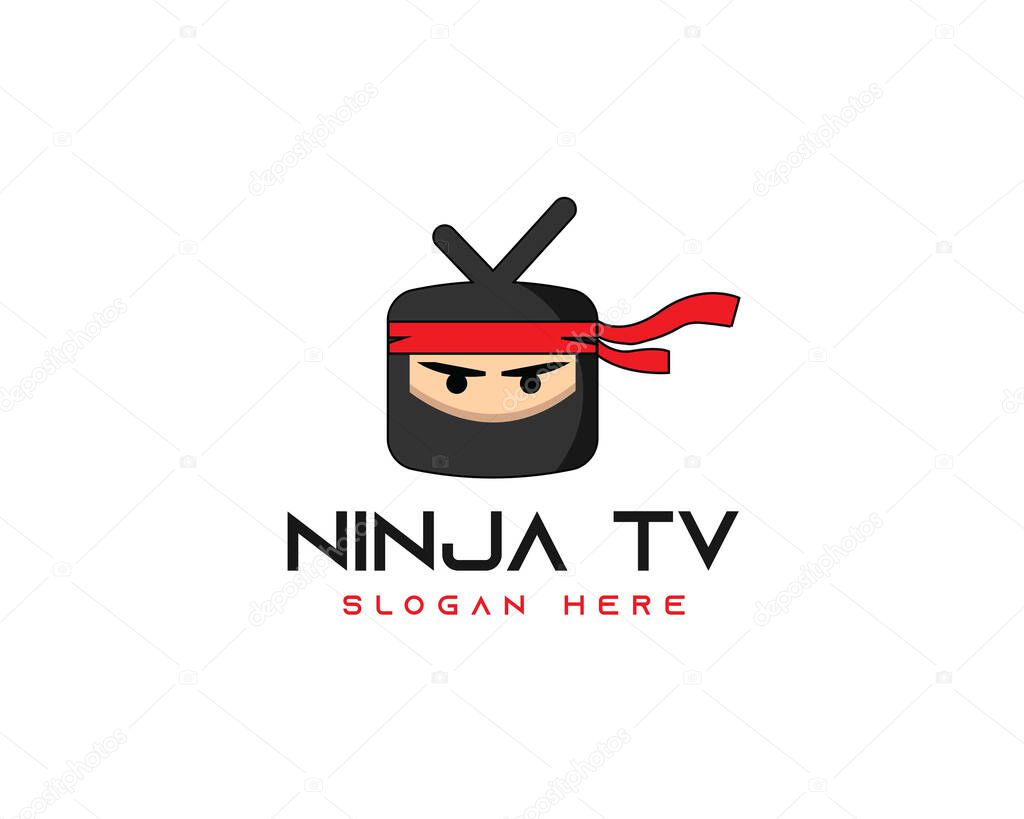 Ninja Japanese TV logo vector icon illustration design template - vector.