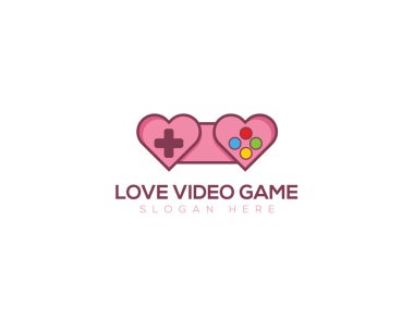 Love Video Game logo kalp ikonları düzenlenebilir vektörü