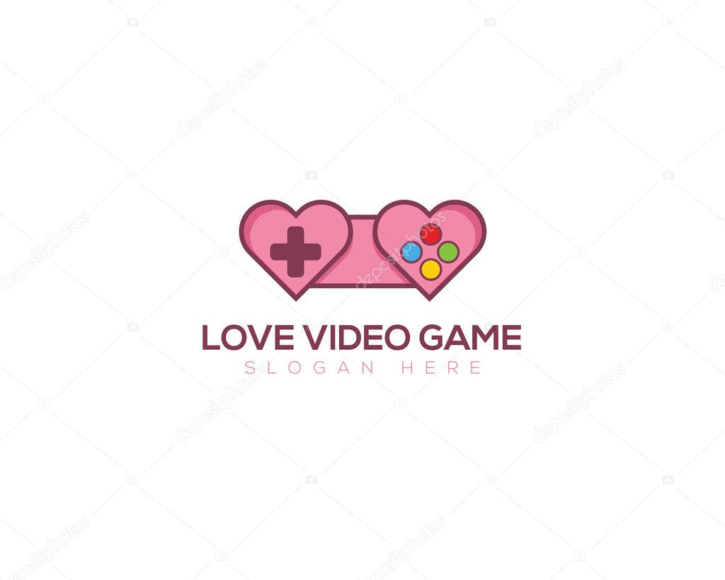 Love Video Game logo heart icons editable vector