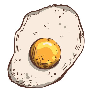 Çizgi film çizimi. Beyaz arka planda sahanda yumurta.