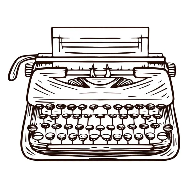 Eski daktilonun el çizimi vektör çizimi