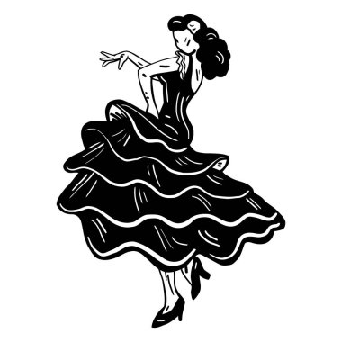 Elbiseli dansçı kızın vektör çizimi