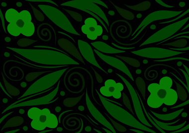 Yeşil çiçek desenli arka plan duvar kağıdı tekstil tasarımı