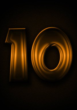 number 10 gold figure in 3D style 