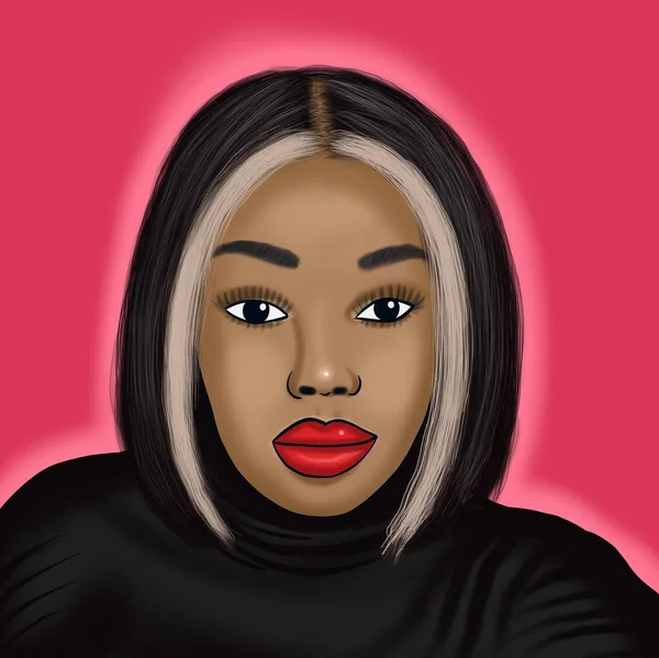 beauty portrait of black woman digital art illustration