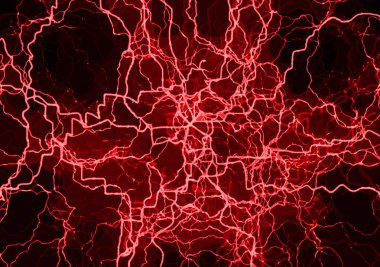 Şimşek ve yıldırımla kırmızı elektrik arkaplanı