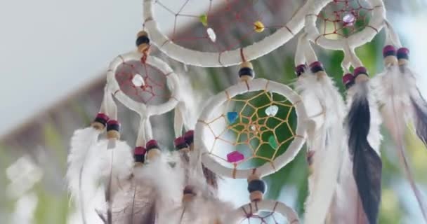 Ethnic Attribute Talisman Hanging Street Sunny Bright Day Decorative Talisman — Stockvideo