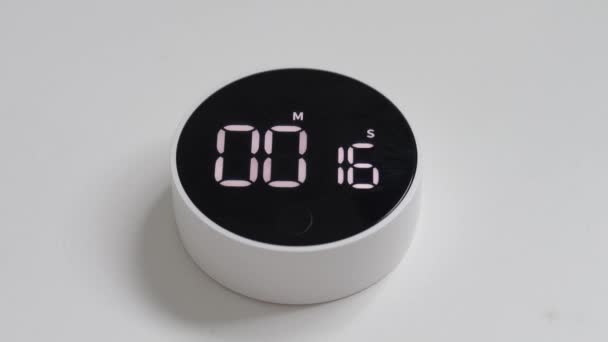 Digital Clock Lies Isolates White Background Digital Clock Black Screen — Wideo stockowe