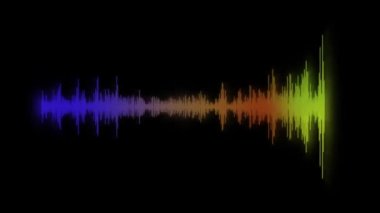4K stock video footage. Color glow wave form Audio Isolated on black background. Visualization sound graphic element. Sound graphic equalizer animation. Sound wave, audio spectrum simulation