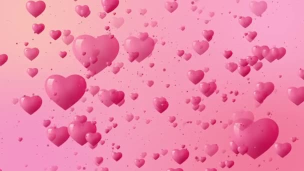 Background Screensaver Flying Disappearing Red Hearts Theme Valentine Day Mother — Stock Video