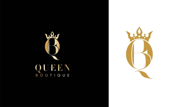 Queen Luxe Logo Vector Goud Kleur — Stockvector