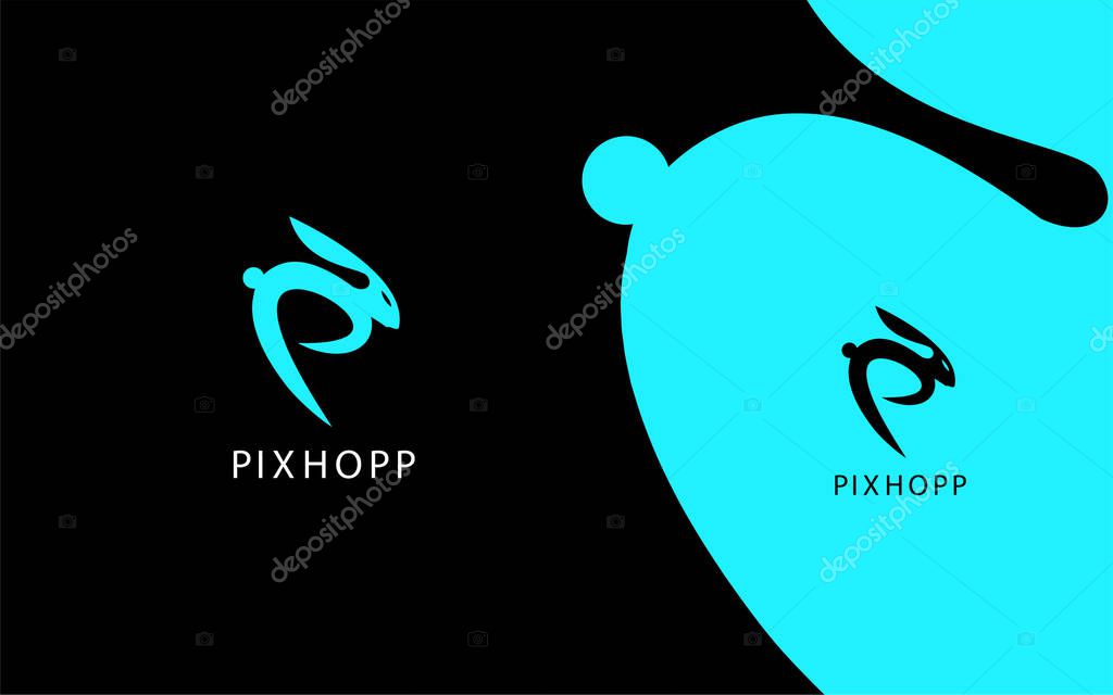 Jumping rabbit logo vector