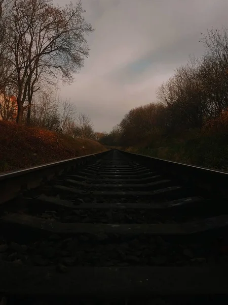 Железнодорожные Пути Туманным Утром — стоковое фото
