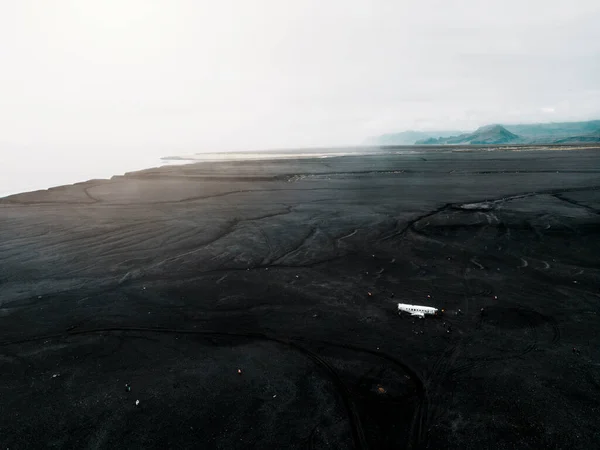 Naboural Vojenské Letadlo Černém Písku Pláži Solheimasandur Islandu Přistálo Super — Stock fotografie