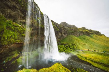 Gljufrafoss, ya da Gljufrabui, şelale, daha ünlü Seljalandsfoss, Güney İzlanda yakınlarındaki dar bir kanyonda saklı küçük bir şelale. Yüksek kalite fotoğraf.