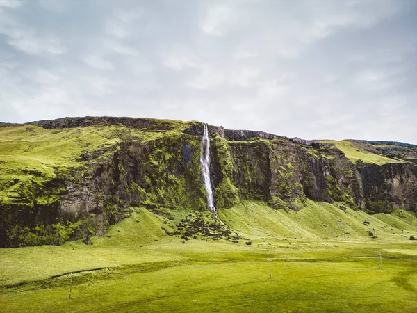 Ісландський Водоспадний Ландшафт Ісландському Фоні Природи Популярні Туристичні Пам Ятки — стокове фото