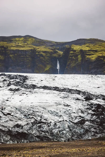 Fantastický Pohled Ledovec Solheimajokull Katla Geopark Islandském Jižním Pobřeží Atlantiku — Stock fotografie