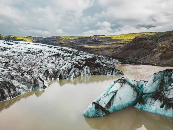 冰岛Vatnajokull国家公园的Skaftafell冰川 秋天在冰岛 冰河融化 冰川的土地 高质量的照片 — 图库照片