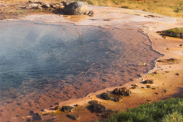 Fonte Termal Geyser Islândia Não Pessoas Por Perto Água Quente — Fotografia de Stock