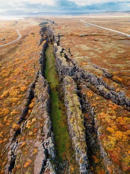 Vista Aérea Parque Nacional Thingvellir Famosa Área Islândia Bem Local — Fotografia de Stock