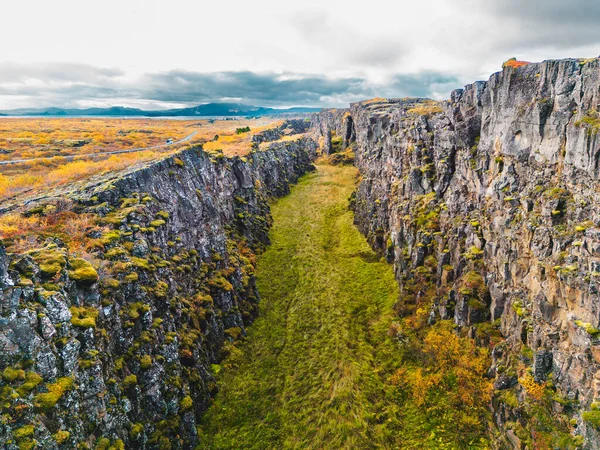 대서양 판들이 만나는 지점에 아이슬란드 지역인 공중에서 내려다본 Unesco World — 스톡 사진