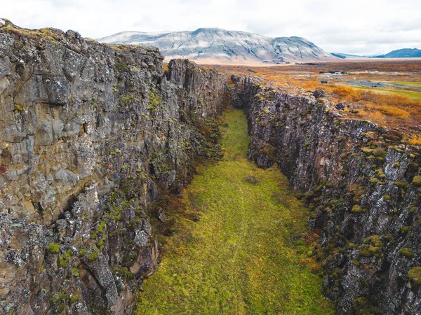 Vista Aérea Parque Nacional Thingvellir Famosa Área Islândia Bem Local — Fotografia de Stock