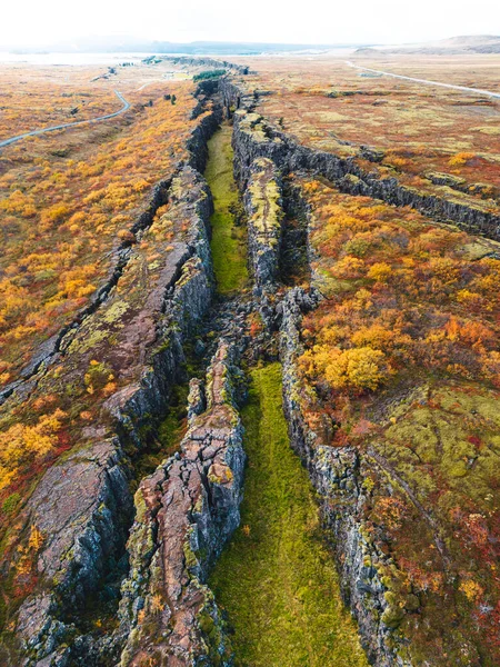 대서양 판들이 만나는 지점에 아이슬란드 지역인 공중에서 내려다본 Unesco World — 스톡 사진