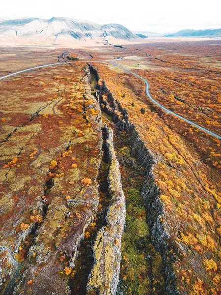 Flygfoto Över Thingvellir National Park Berömt Område Island Precis Den — Stockfoto