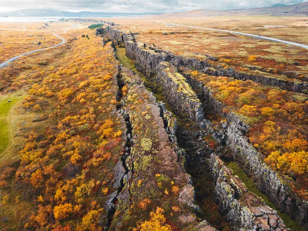 Aerial View Thingvellir National Park Famous Area Iceland Right Spot — Stock Photo, Image