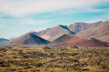 Batı İzlanda 'daki Snaefellsnes yarımadasında Selvallavatn Gölü, arka planda güzel Coney Dağları. Yüksek kalite fotoğraf