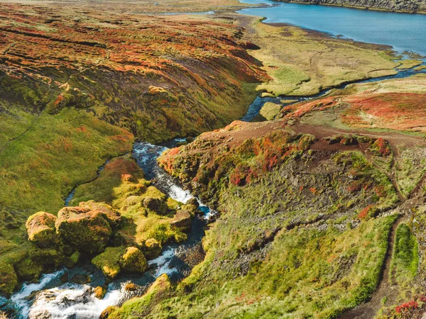 Beautiful Autumn Scenery Colorful Morning View Popular Tourast Destination Iceland — Stock Photo, Image