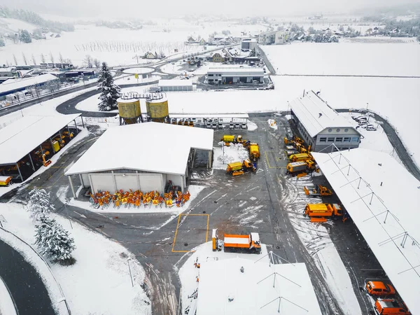 Highway Maintenance Job Base Middle Winter Snowy Day Snow Causing — Stock Fotó