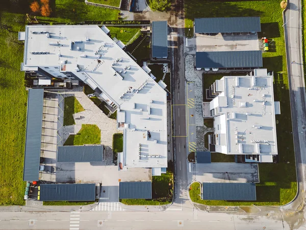 Drone View Aerial Shoot New Build Houses Suburbs Slovenia Somewhere — Stock Fotó