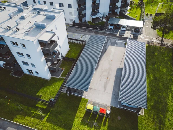 Drone View Aerial Shoot New Build Houses Suburbs Slovenia Somewhere — Stock Fotó