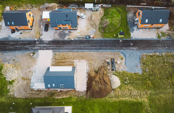 Drone View Aerial Shoot New Build Houses Suburbs Slovenia Somewhere — Stockfoto