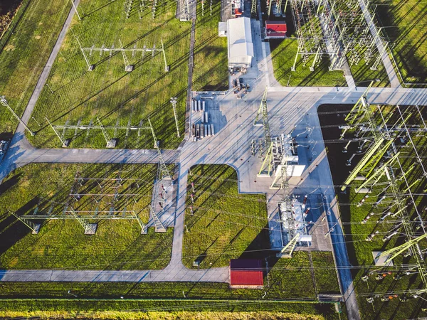 Electrical Power Substation Country Side Slovenia Fields Forests Surrounding Power — Stock Photo, Image