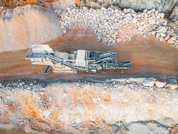 Aerial View Open Pit Quarry Heavy Machinery Working Grounds Excavators — Stockfoto