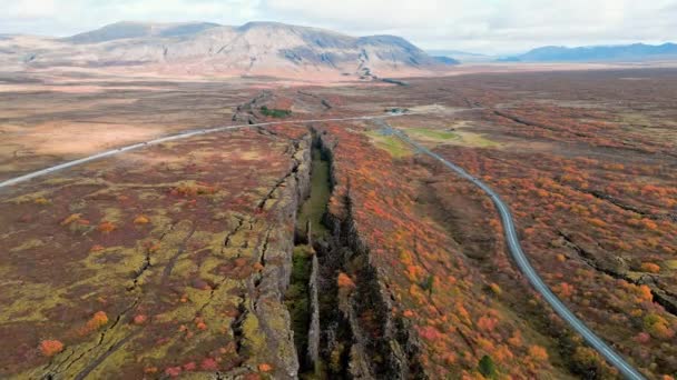 Vue Aérienne Parc National Thingvellir Zone Célèbre Islande Juste Endroit — Video