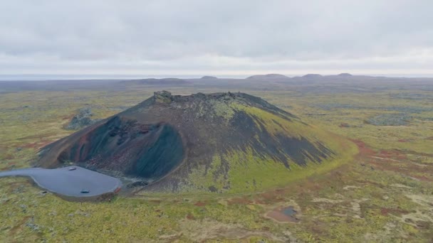 Geldingadalir Aktiv Vulkan Felaktig 2021 Fagradalsfjall Och 2022 Meradalir Fortfarande — Stockvideo